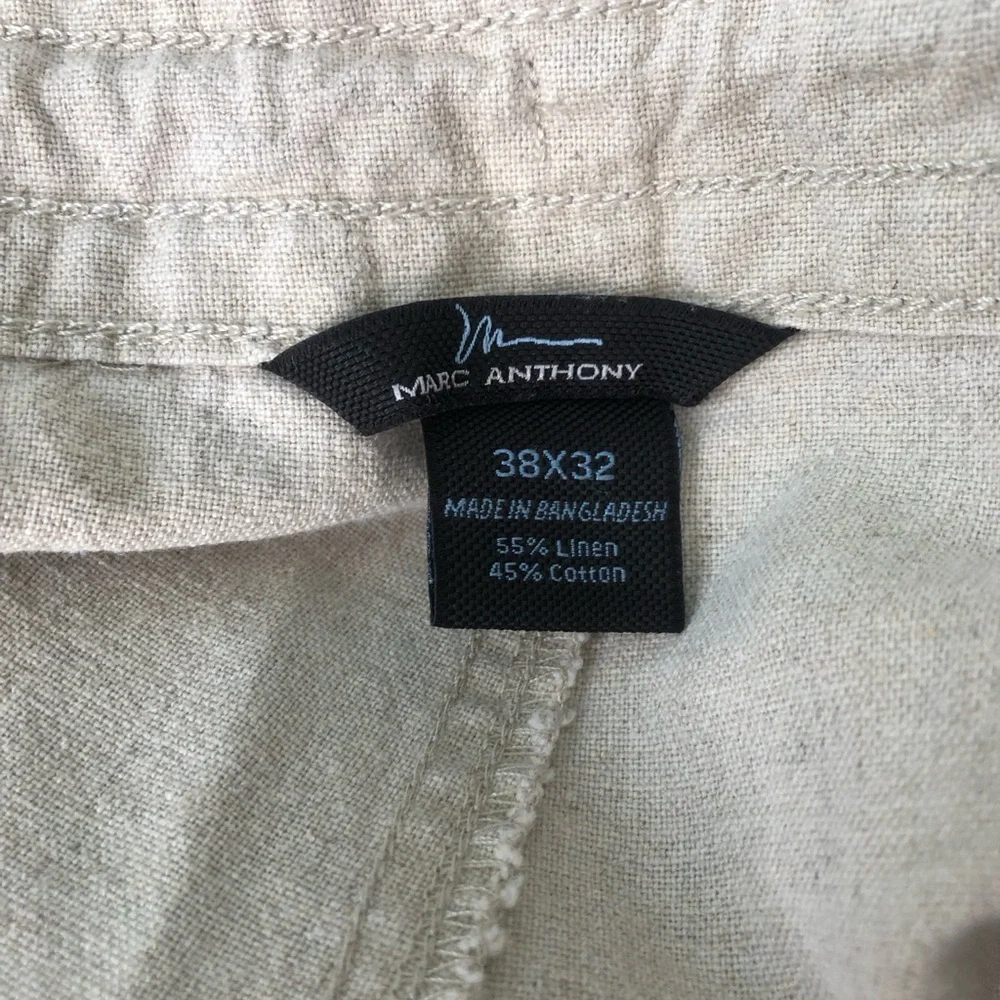 Marc Anthony Beige Linen Blend Drawstring Casual Pants Men’s 38/32